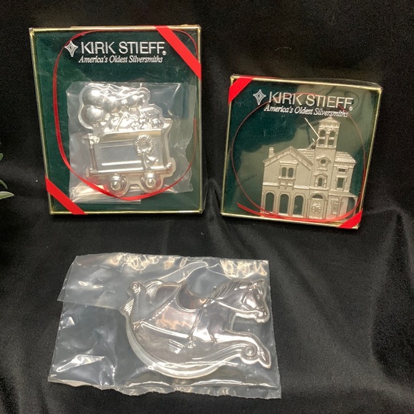 kirk stieff Other - Set of 3 vintage Kirk Stieff silver plate and pewter christmas ornaments